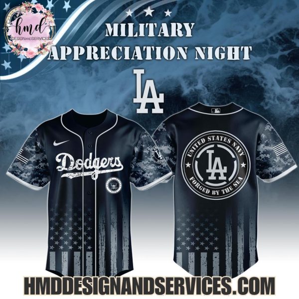 2025 Los Angeles Dodgers  United States Navy Forged By The Sea Military Appreciation Night 2025 Limited Edition Baseball Jersey