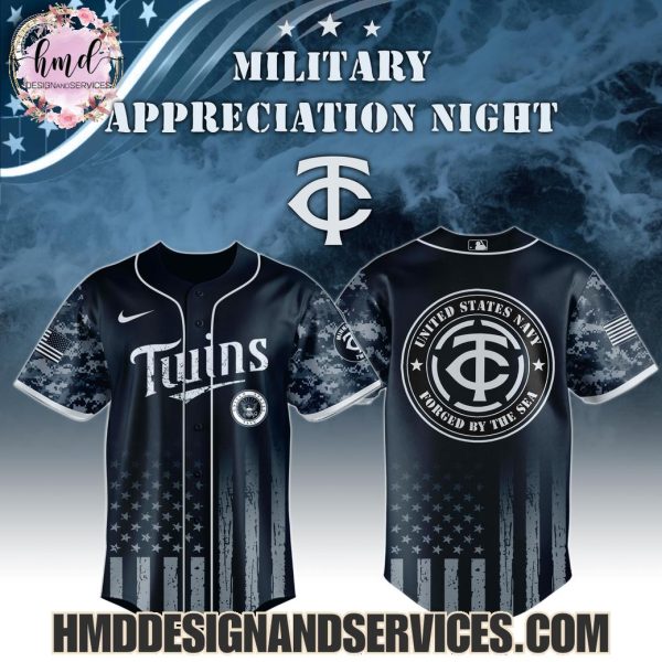 2025 Minnesota Twins  United States Navy Forged By The Sea Military Appreciation Night 2025 Limited Edition Baseball Jersey