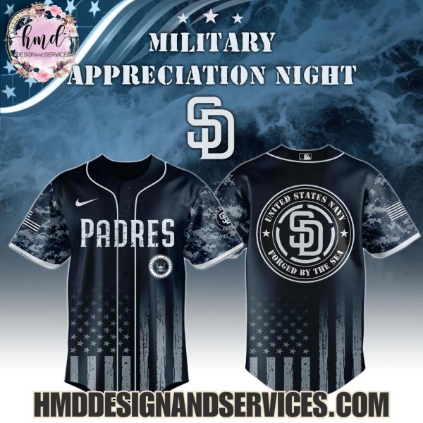 2025 San Diego Padres  United States Navy Forged By The Sea Military Appreciation Night 2025 Limited Edition Baseball Jersey