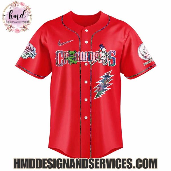 Hickory Crawdads x Grateful Dead 2025 Special Edition Baseball Jersey
