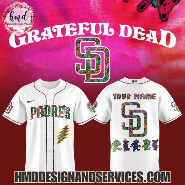 San Diego Padres x Grateful Dead 2025 Custom Name Baseball Jersey